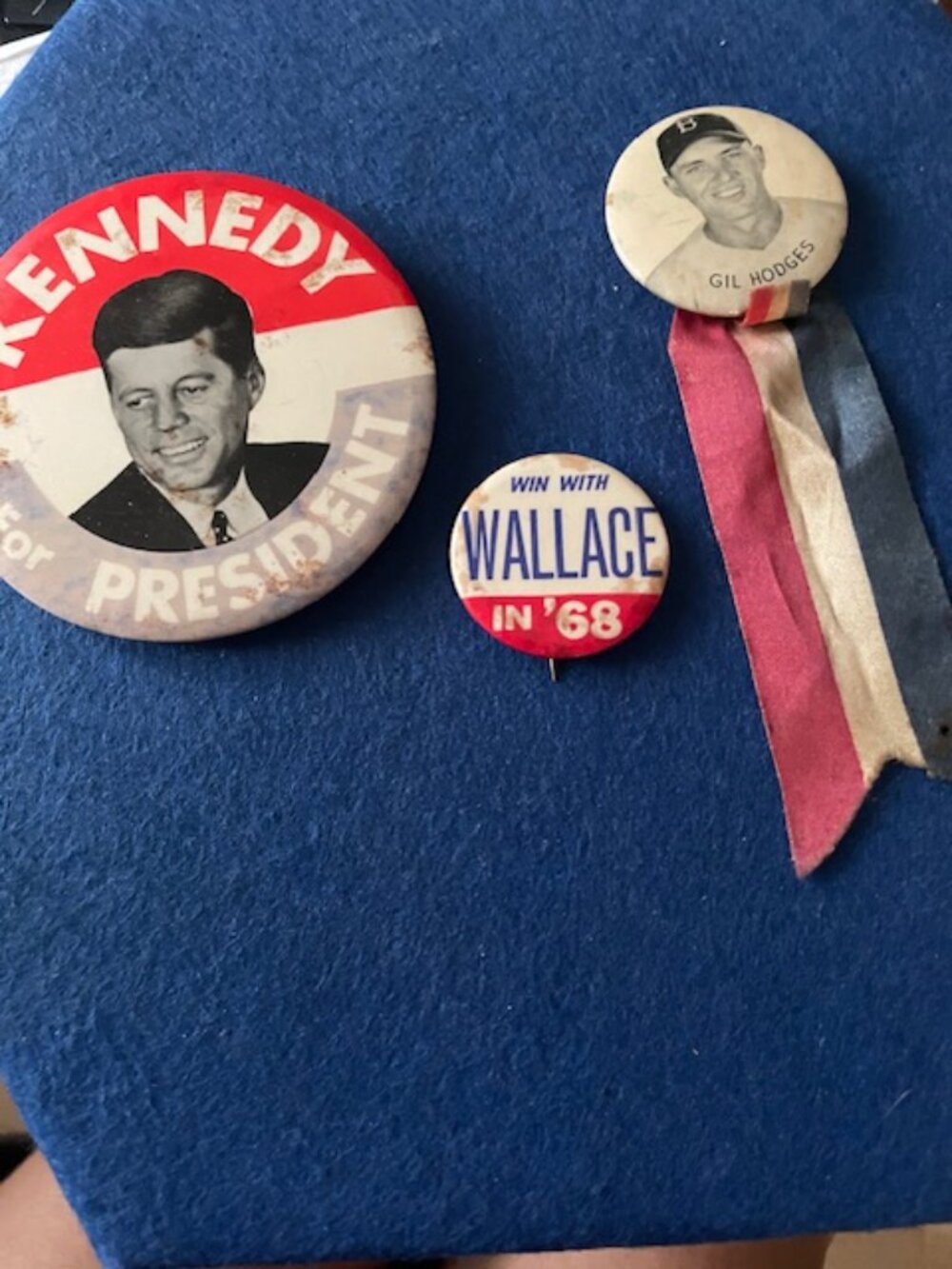 Kennedy for President 1960, Win With Wallace '68 & Gil Hodges Pins